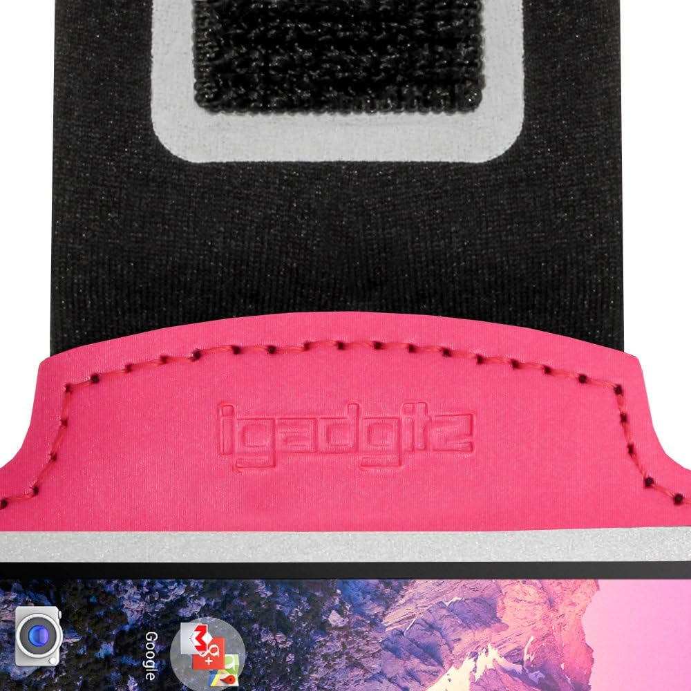iGadgitz U2761 Anti-Slip Reflective Neoprene Armband Compatible with Sony Walkman NWZ-E585 and NWZ-E380 Sports Jogging Gym - Pink : Electronics
