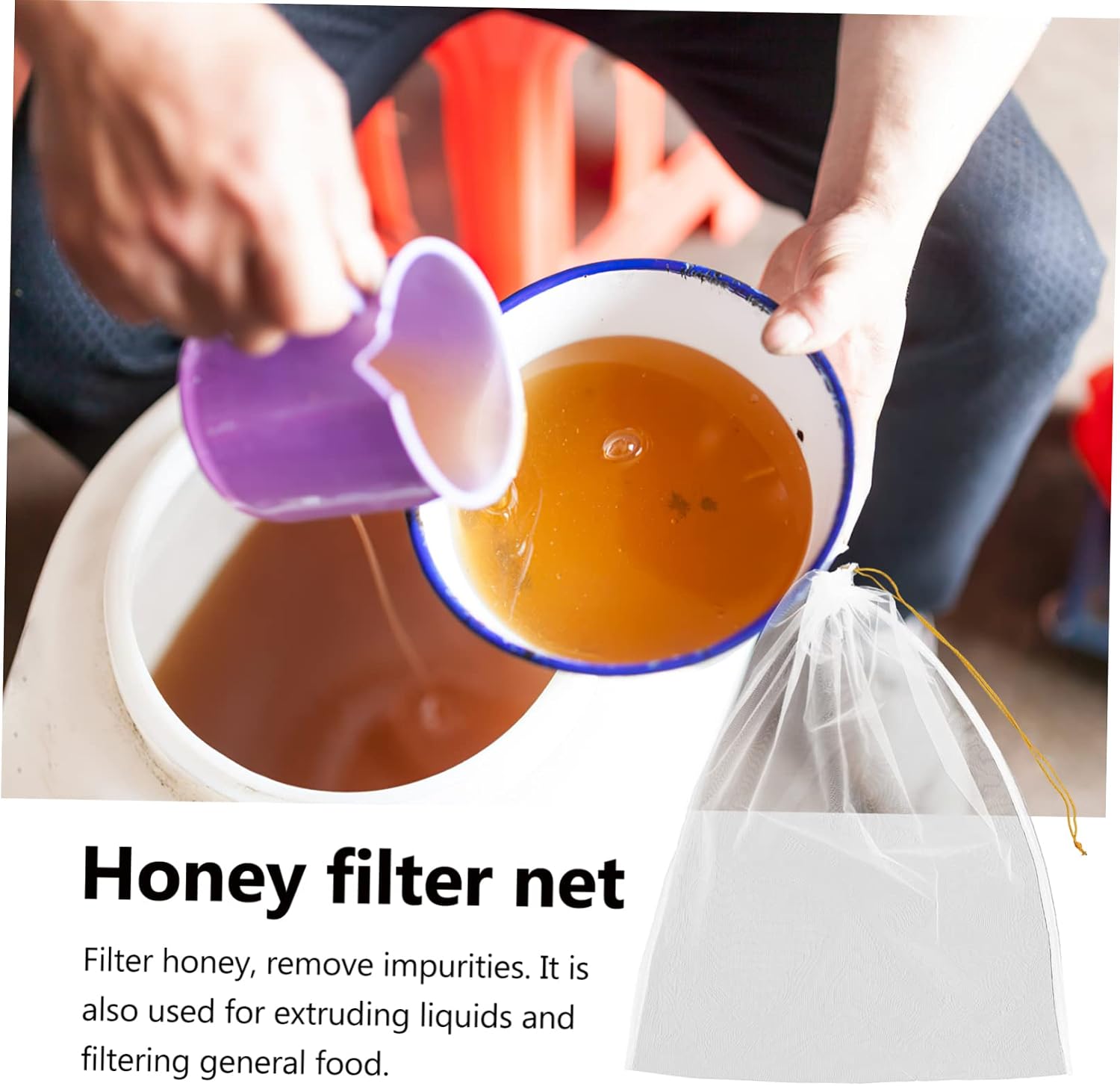 10pcs Nylon Honey Filter Bags, 120 Grit Mesh Strainers