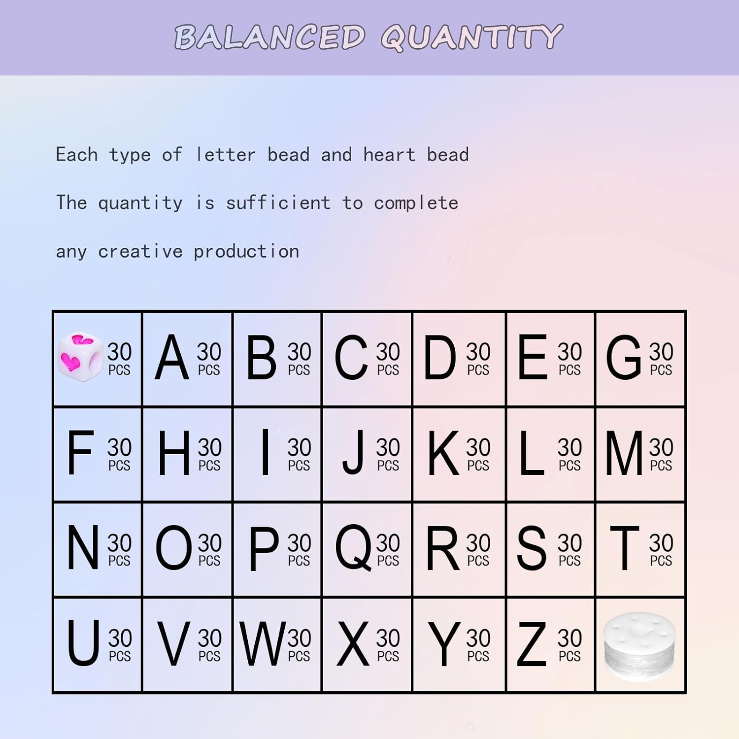 Amaney 810pcs Colorful Letter Beads 6x6mm Cube Acrylic Alphabet Beads and Cristal Line for Jewelry Making Bracelets Necklaces Key Chains image 3