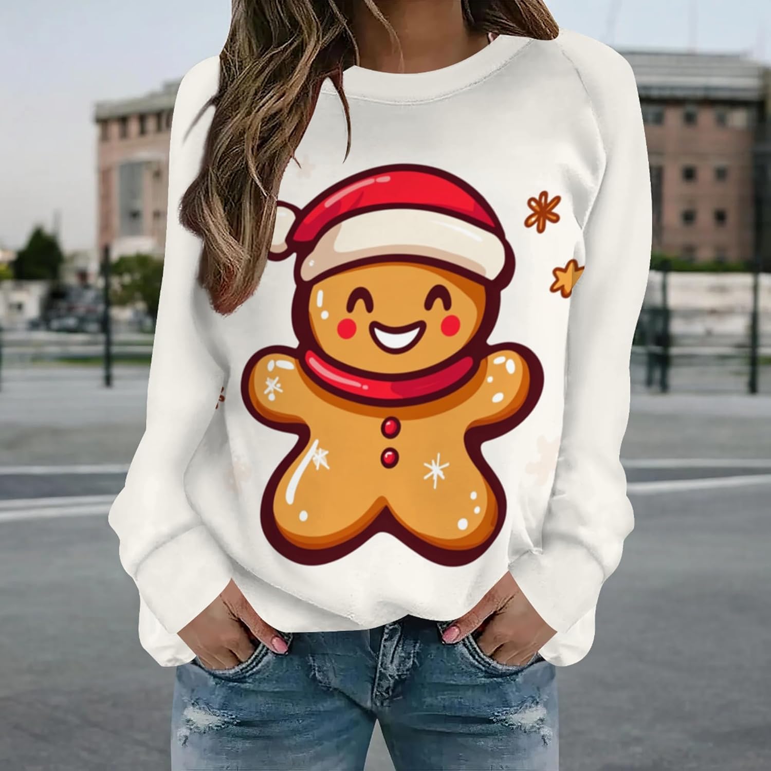 Women Christmas Sweatshirts Funny Graphic Crewneck Pullover Tops Casual Loose Long Sleeve Tops Xmas Shirts - Image 3