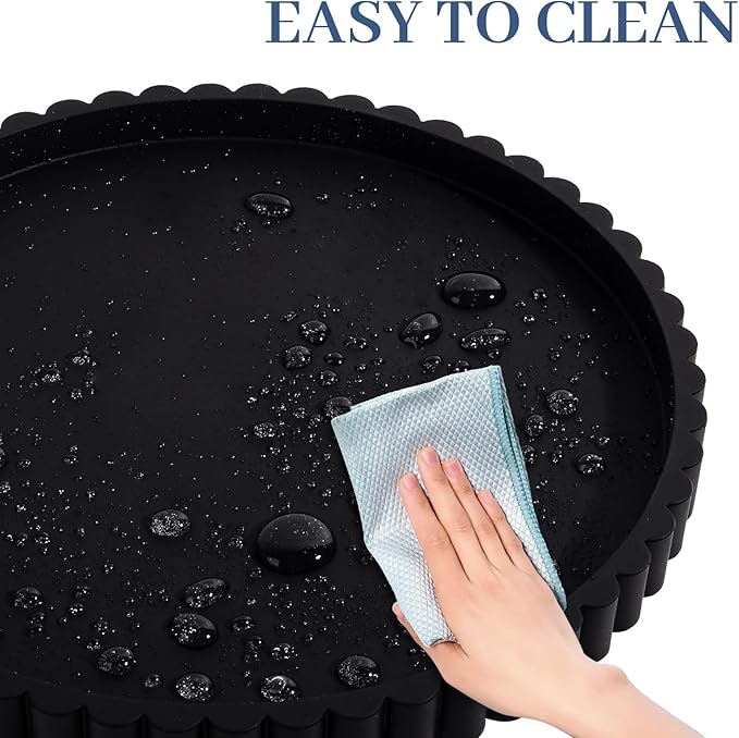 Bandeja Redonda de Baño de Silicona, Organizador de Vanity, 9 Pulgadas, Negro miniatura 5