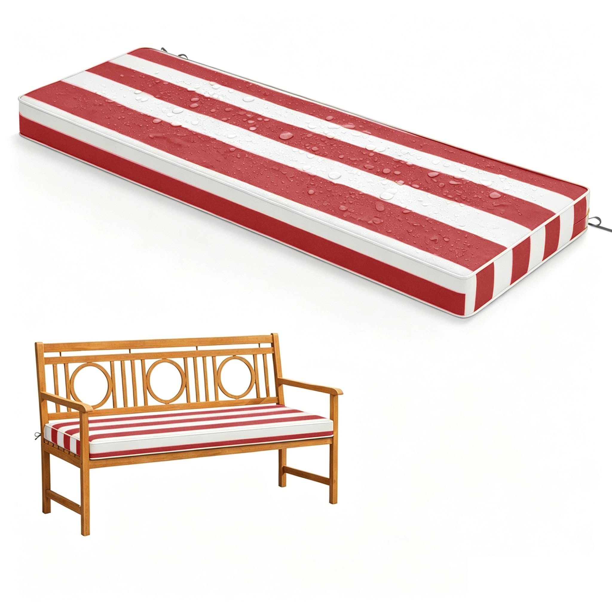 WLXFF stripe Waterproof Garden Bench Cushion Outdoor Swing Seating Pad Thick Foam Garden Furniture Pad Bench Cushions for Indoor Furniture Waterproof seat pads for garden chairs Indoor