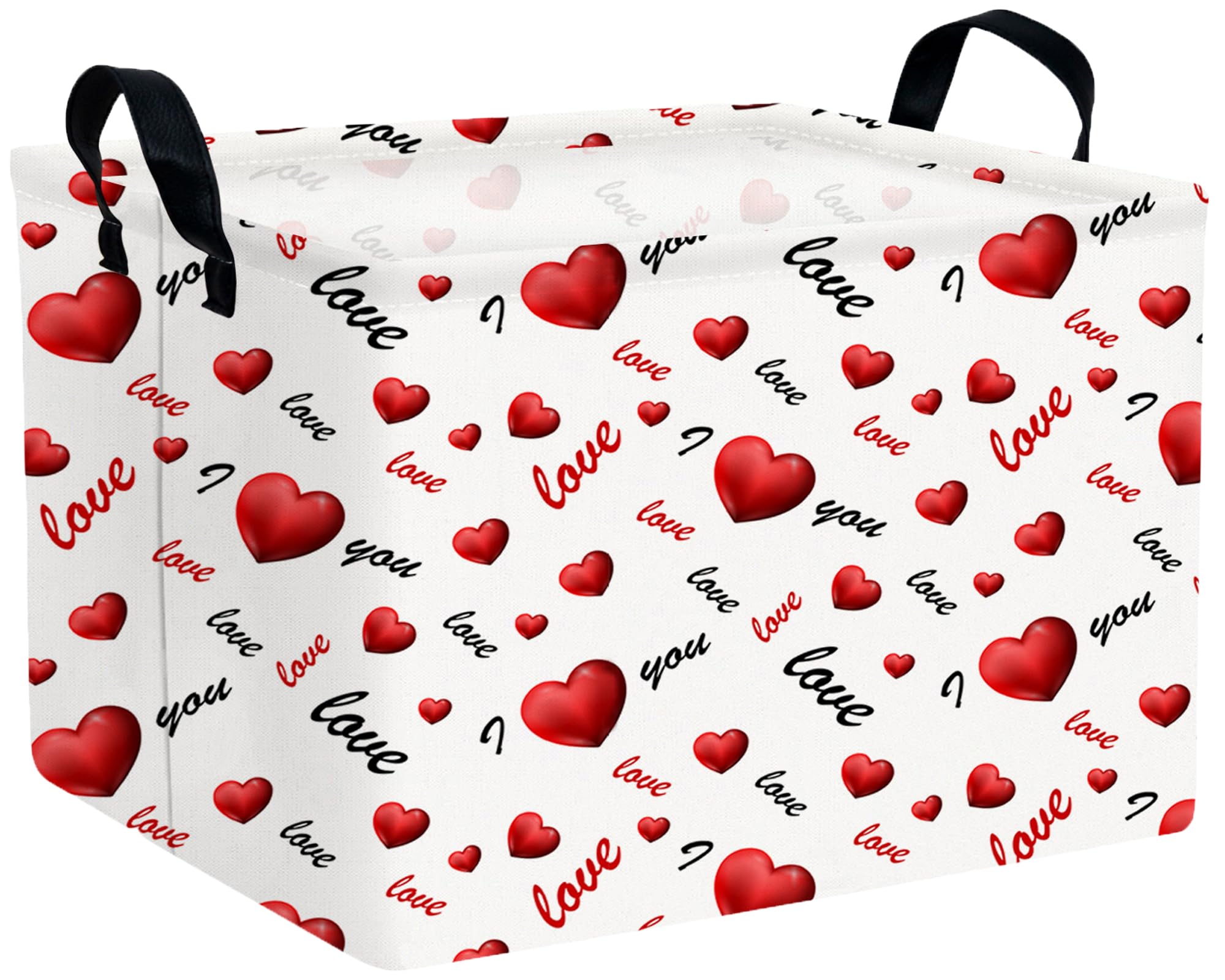 Large Valentine's Day Basket Heart Shaped Storage Bin for Gifts Collapsible Organizer Room Decor (3D Love)