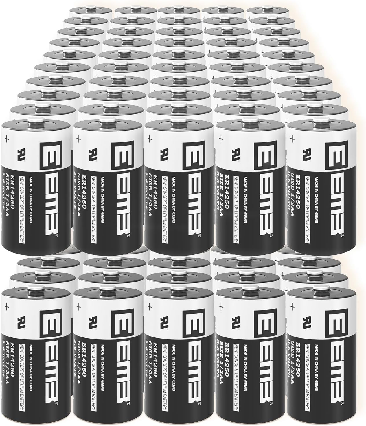 EEMB 100PACK ER14250 1/2AA 3.6V Lithium Battery 1200mAh Li-SOCL₂ Non-Rechargeable Batteries XL-050F SB-AA02 LS14250 TL-5902 TL-2150 for Dog Collar/Meter/Sensor/Home Security System/Alarm System
