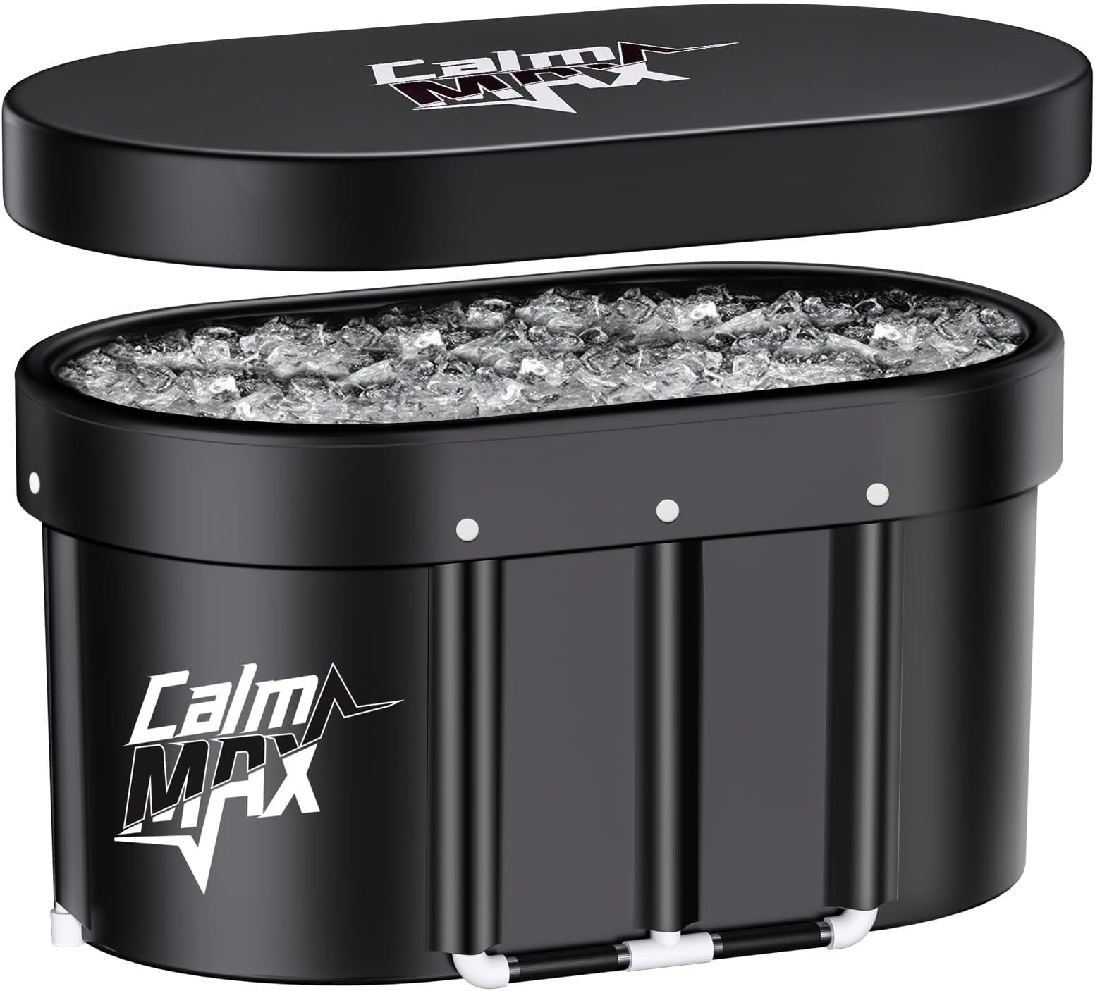 CalmMax Oval Ice Bath Tub with Cover for Athletes XL Portable Cold Plunge Tub - 130 Gal Capacity for Cold Water Therapy Ice Baths at Home Outdoor Gym