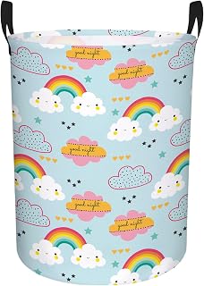 Rainbow Laundry Hamper – Stylish Nursery Hamper for Girls, Large Capacity & Collapsible Design, Perfect for Kids Room Decor, Toy Storage, and Baby Girl Gifts (B)