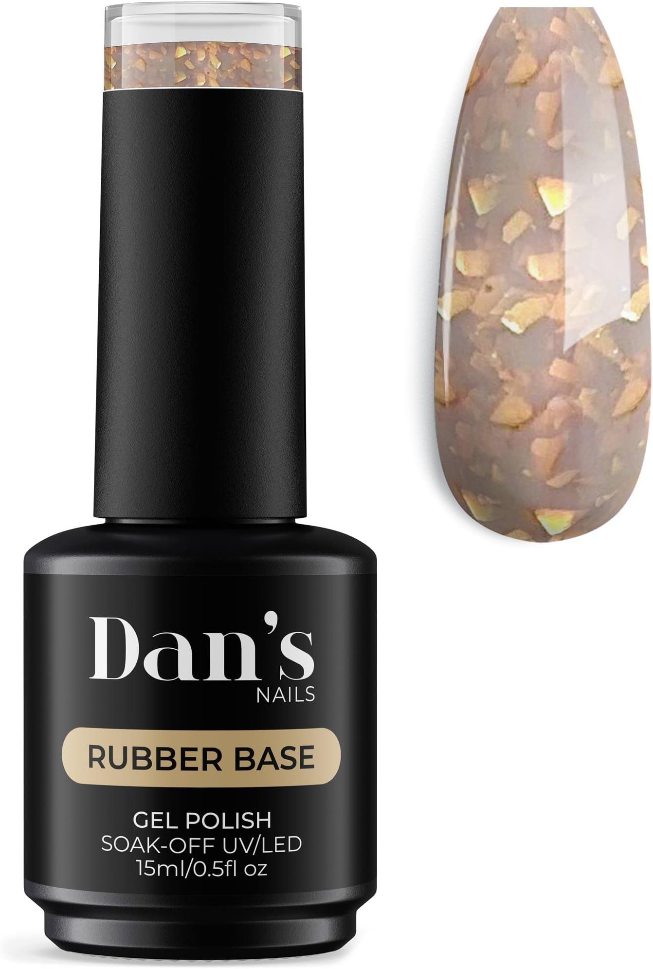 Dan's Nails Rubber Base Gel Polish Coat (Mocha Flakes)