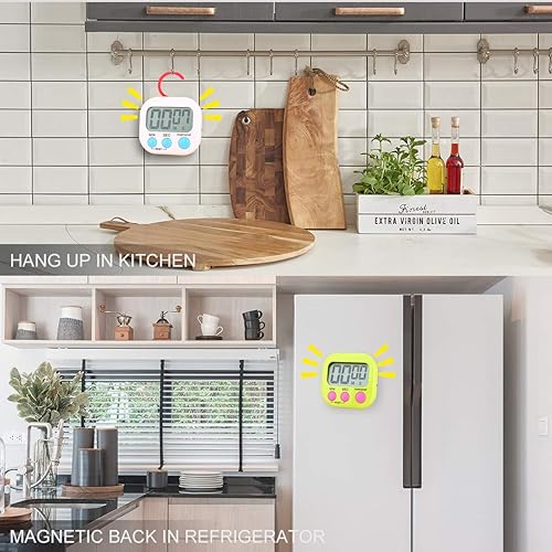 Miniatura 3 de Temporizador de cocina digital para profesores y niños que cocinan con interruptor magnético y de encendidoapagado y cuenta regresiva, cronómetro