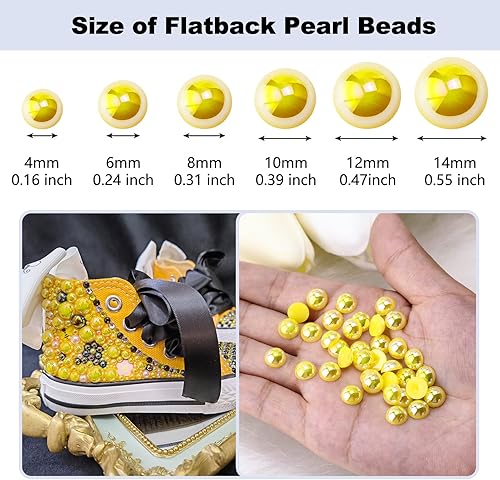 Miniatura 2 de Briskbloom 600 piezas de medias perlas con parte trasera plana de 0.315 pulgadas para manualidades, joyería, álbumes de recortes, gemas de perlas