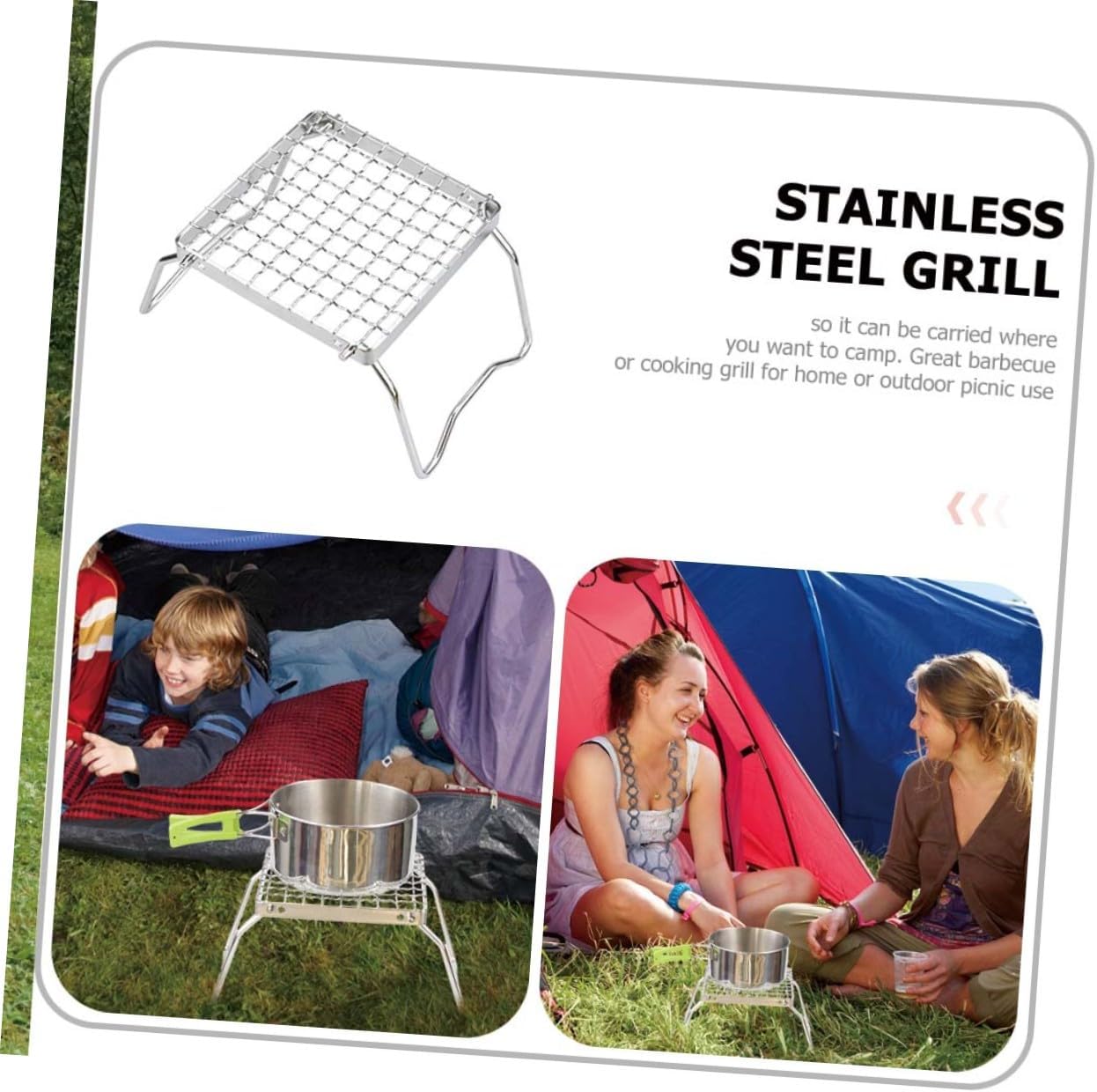 Folding Campfire Grill and Portable Bbq Rack Stainless Steel Foldable Grill for Outdoor Camping Picnic with Carry Bag Camping Cookware for Hiking and Travel