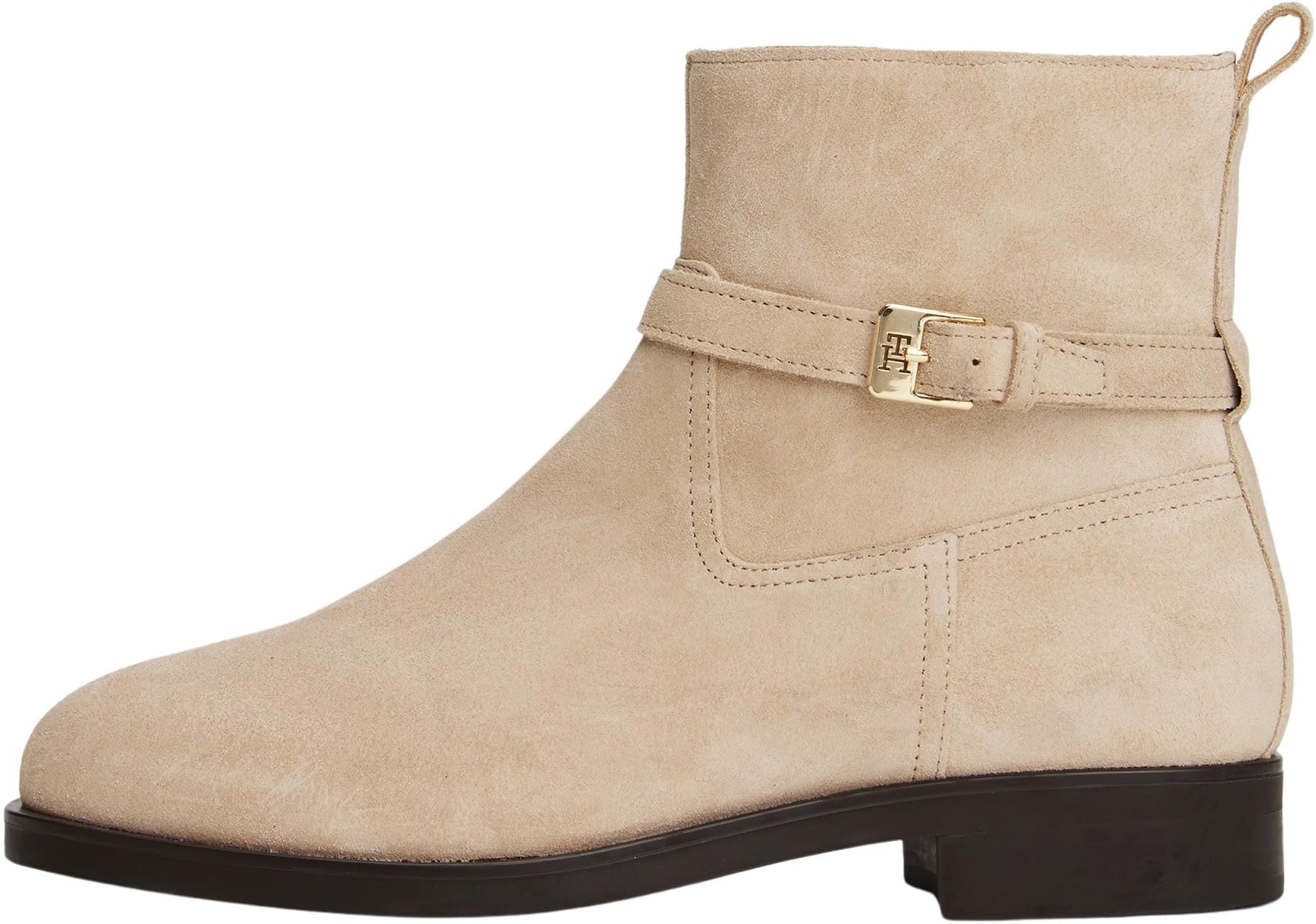 Tommy Hilfiger Women's Buckle Suede Riding Ankle Boots, Beige (Horseradish), 7.5
