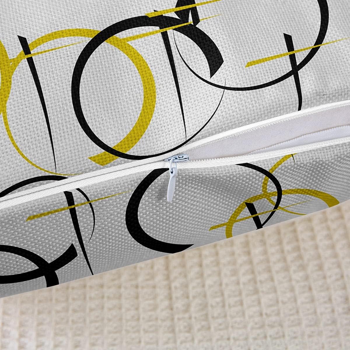 Feelyou Circle Pillow Cases Cushion Covers Geometric Throw Pillow Covers 24"x24" Set of 2 Modern Abstract Art Decorative Throw Pillowcases Luxury Stripe Lines Yellow Black Grey Decor Cushion Cases
