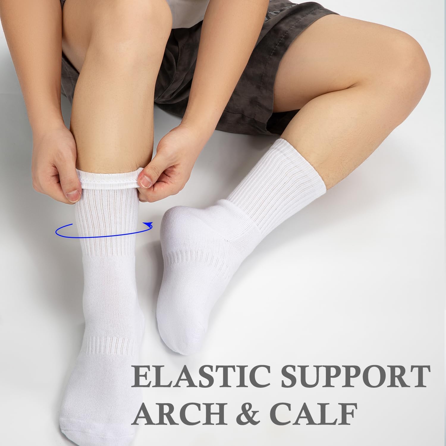 Cushioned Crew Socks, Moisture Wicking Breathable Cotton Athletic Running Sport Socks for Men Women, 4-Pack - Image 4