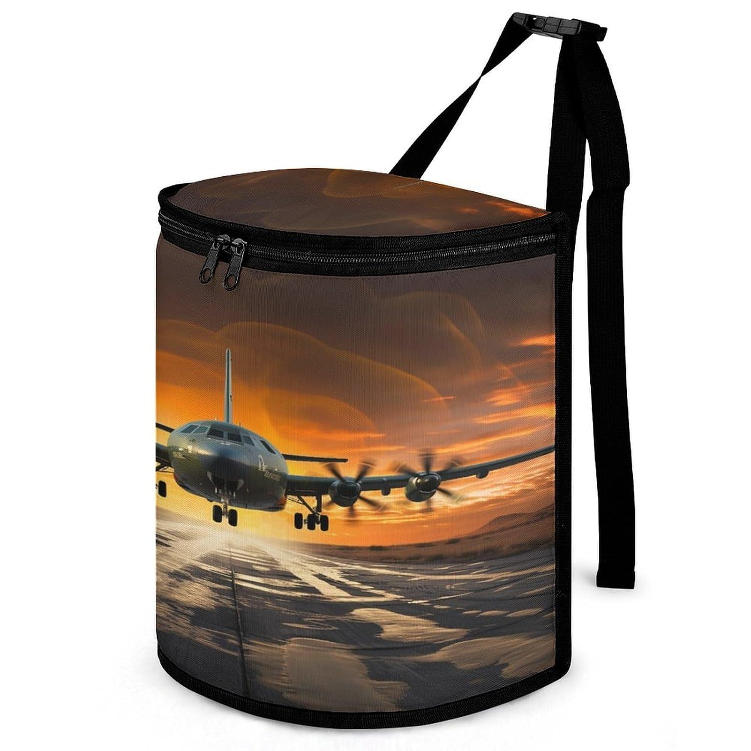 Military Aircraft Landing on Air Force Runway Car Trash Can Large Capacity Hanging Car Trash Bag with Waterproof Liner Multipurpose Trash Bin Portable Car Garbage Bag Sturdy Storage Organizer Bags