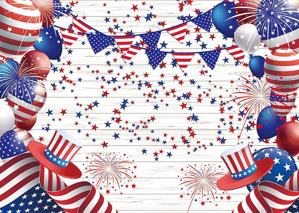 American Flag Stars Stripes Ballon 4th of July Patriotic Independence Day Photography Backdrops Patriotic Veterans Day Prom Birthday Party Decor Supplies Studio Photoshoot Props (7x5FT(210x150cm))