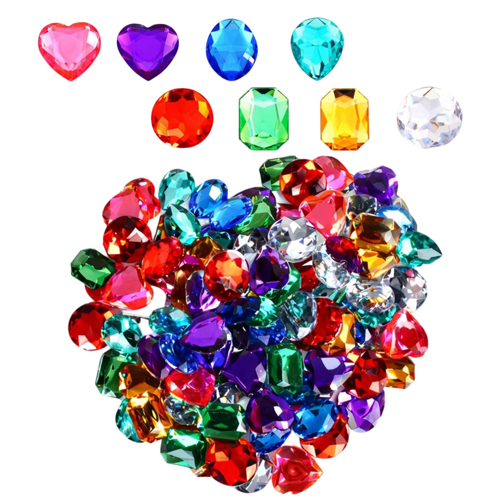 IAndhy Gemstones,128 pcs DIY Decorative Crystals Collection, Ideal For Crafting And Party Activities, Assorted Jewels And Gems For Creative Projects.