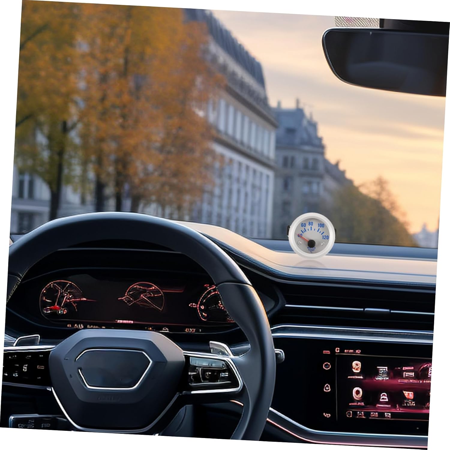 Water Temperature Gauge Automotive with LED Pointer for Easy Readability Durable Construction Compatible with Various Vehicles for Car Modifications