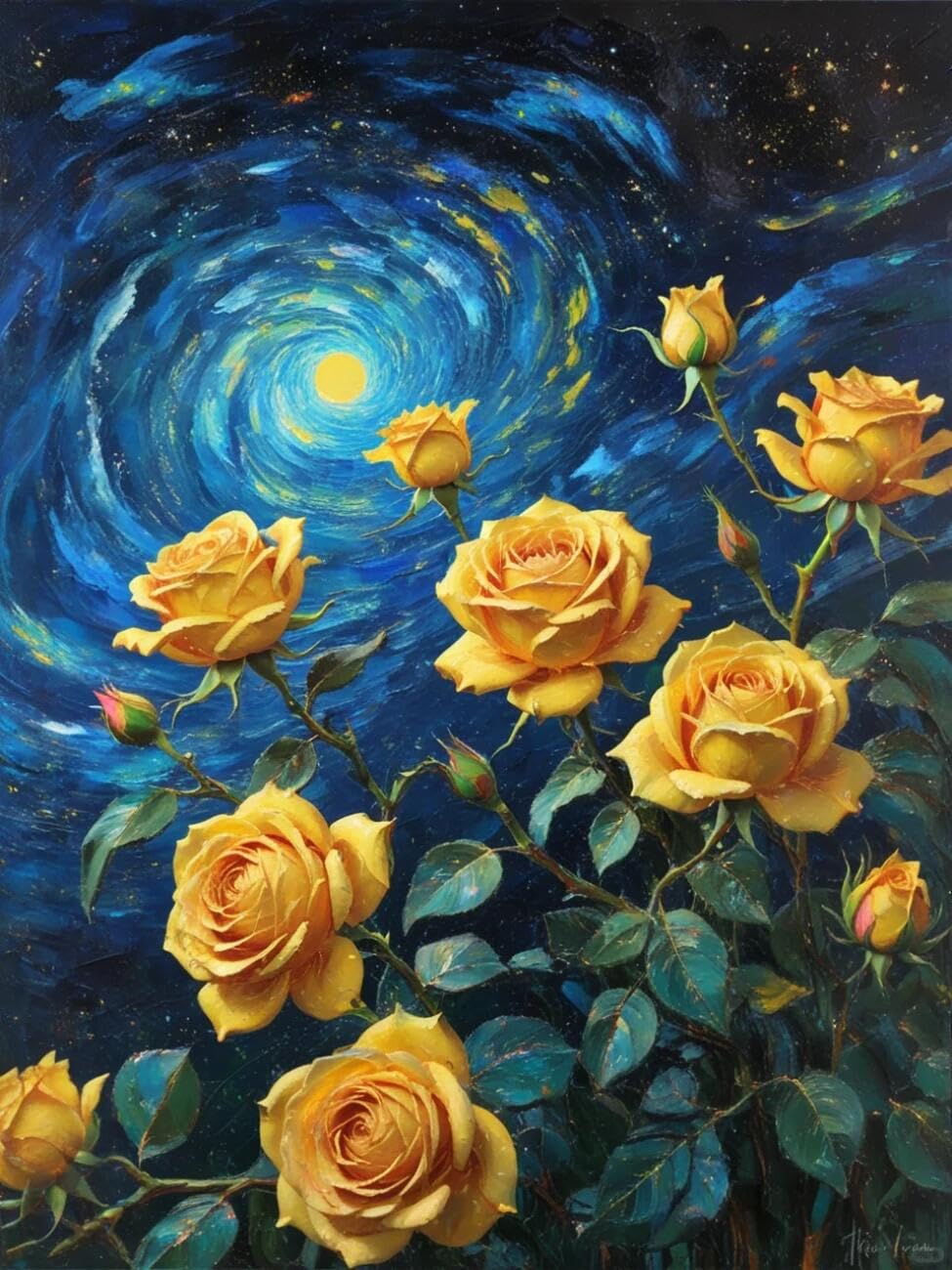 Henypt Cross Stitch Kits Golden Roses Flowers DIY Needlepoint Set for Beginners The Elderly with Accessories Home & Leisure/Gifts 14CT 30x40cm