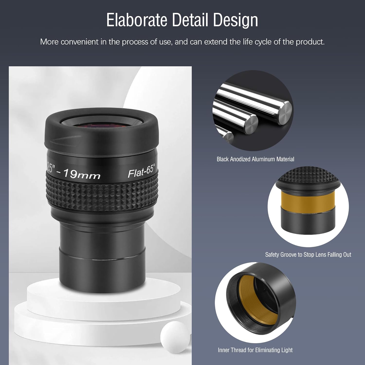 Astromania Telescope Eyepiece Flat Field Eyepiece 19mm Fully Mutil Coated 1.25 inch Metal 65 Degree Ultra Wide Angle Telescope Accessory for Astronomy Telescope, Flat Image Field & Crystal Clear Image