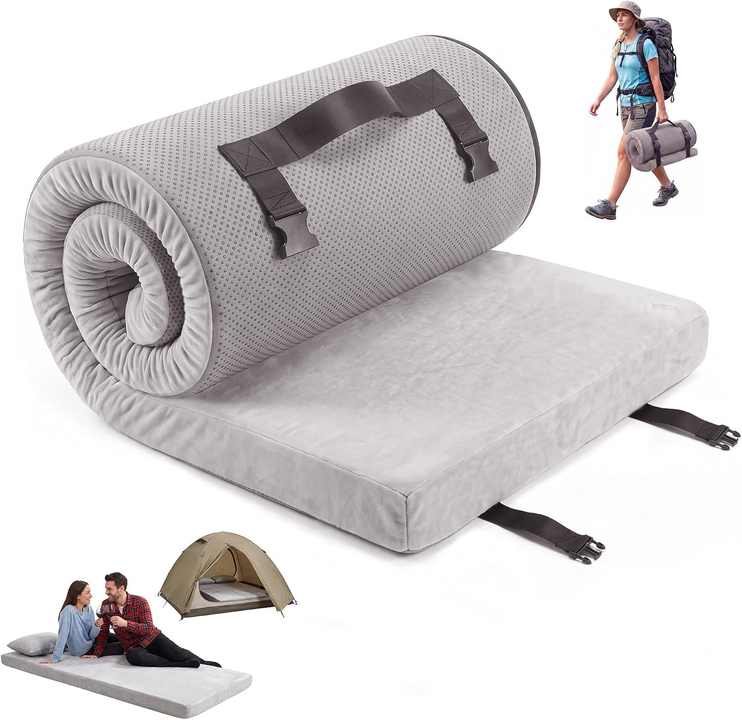 Single Memory Foam Sleeping Mats for Camping, 190 x 96.5 x 7.6 cm