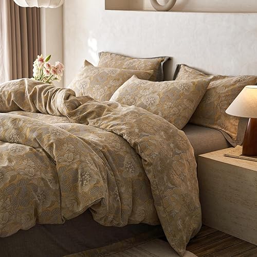 Miniatura 8 de mixinni Juego de funda de edredón con estampado de hojas sobre blanco, estilo moderno, 3 piezas, tamaño Queen, de microfibra suave, 1 funda de