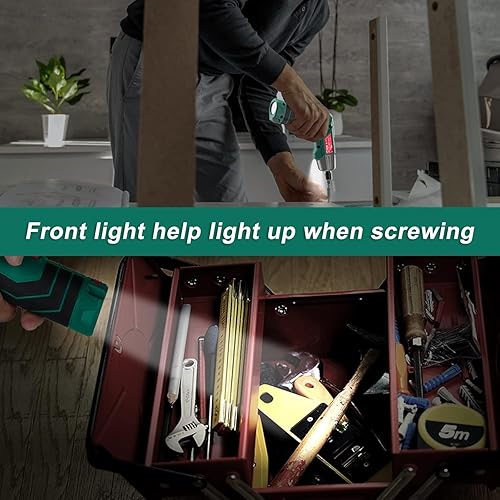 Miniatura 9 de HYCHIKA - Destornillador eléctrico de 3.7 V 67 en 1, 4 V 2.0 Ah destornillador eléctrico 36 en 1, juego de herramientas eléctricas de 2 herramientas