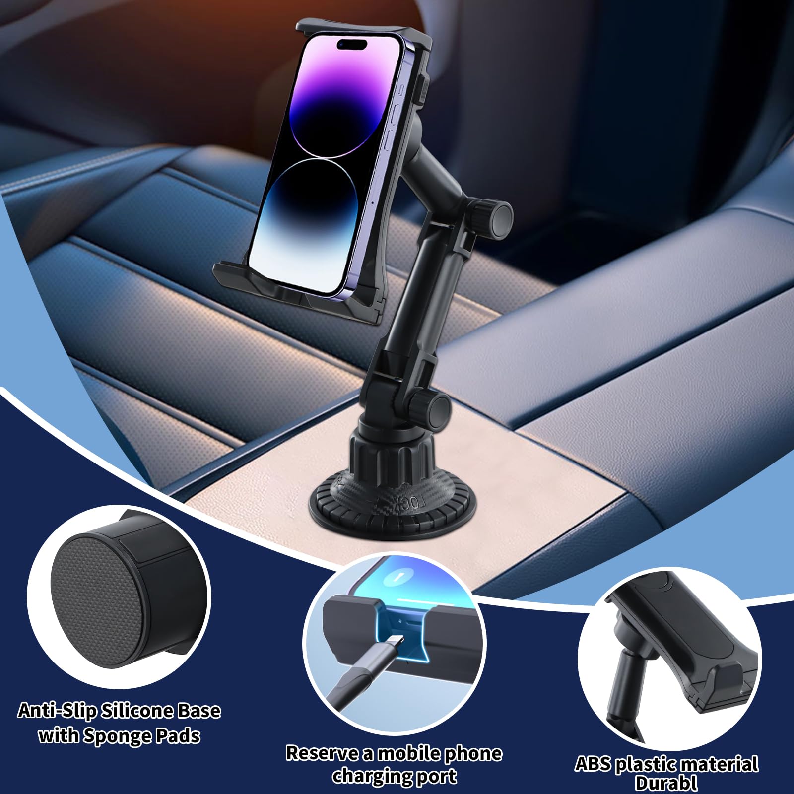 Supporto Tablet Auto Portabicchieri Tablet Telefono Tazza Camion Base Espandibile Braccio Regolabile 4-13" iPad Pro Air Mini Kindle Fire Switch iPhone