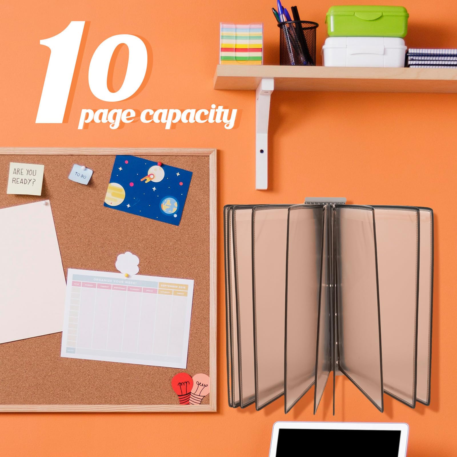 Porta Documenti Organizer per Carta e Posta Magnetico da Parete A4 10 Tasche in Ferro e Pvc Design Salvaspazio per Ufficio e Riunioni