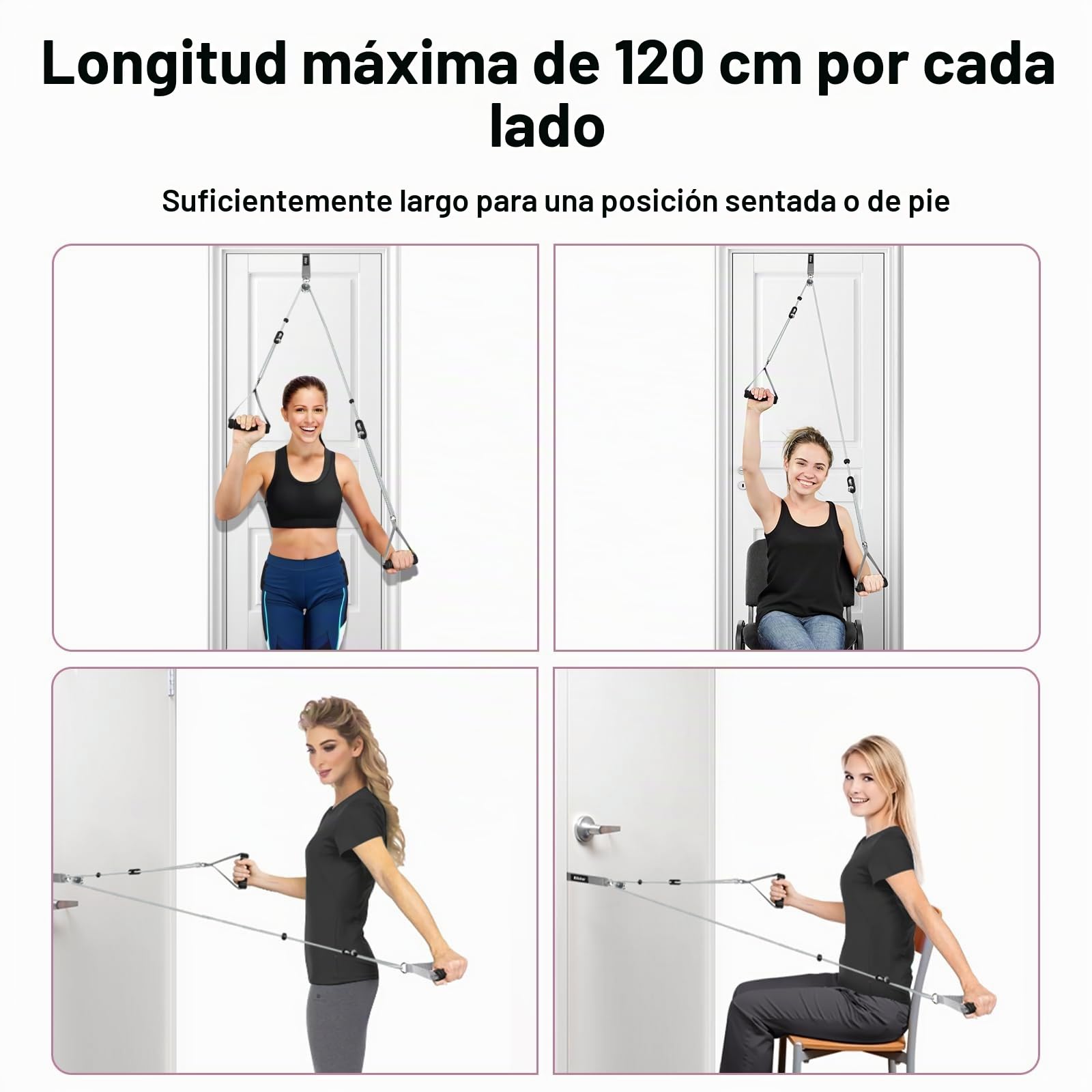 Entrenador de hombro polea sobre la puerta para fisioterapia,Polea de ejercicio para rehabilitación de manguito rotador,Sistema de poleas sobre la puerta para ejercicios de brazos y hombros,Gris
