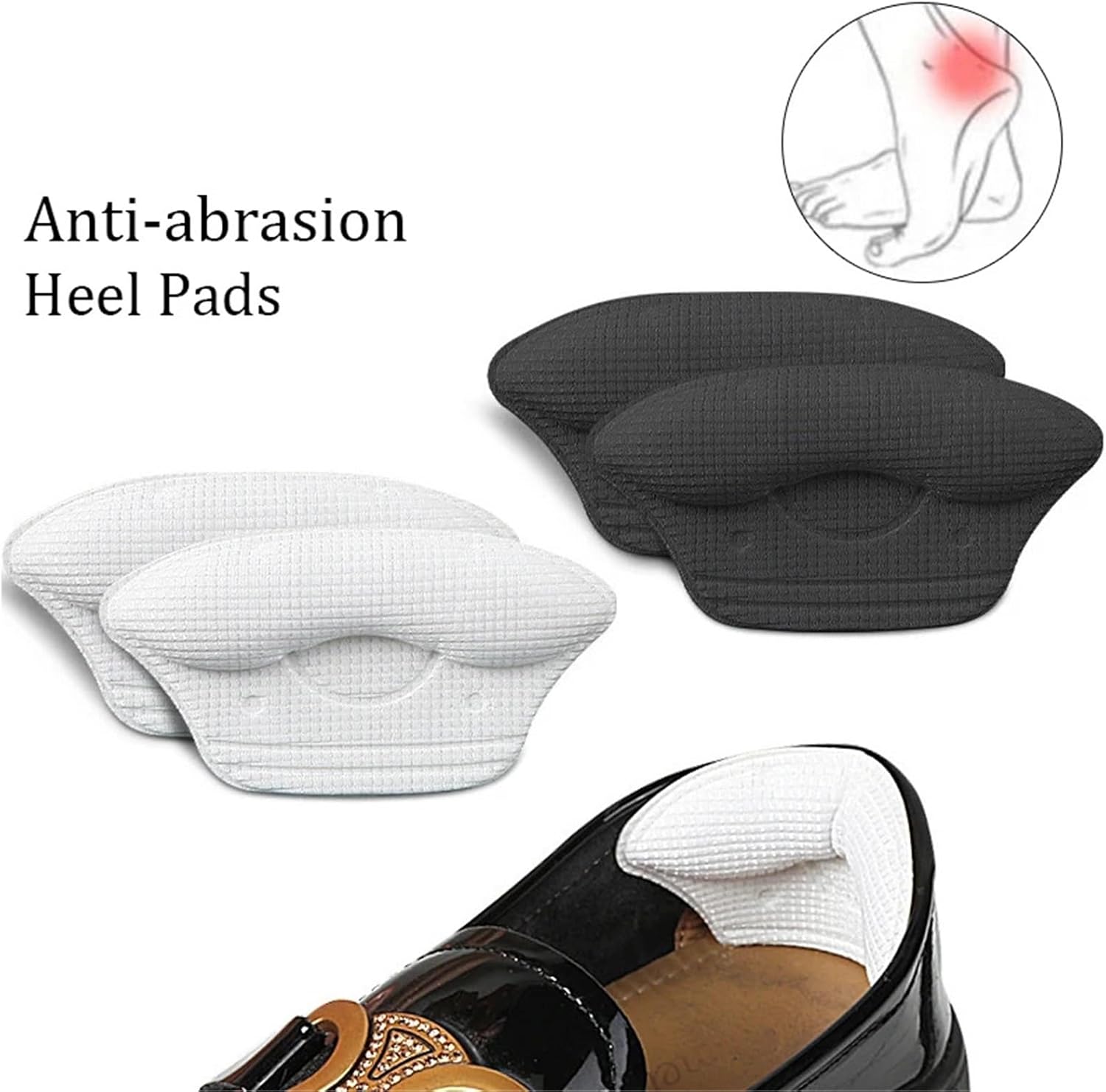 Heel Pads Heel Grips Liner for Loose Shoes 32pcs Heel Stickers Pain Relief High Pads Protectors Insoles Patch Sport Shoes Adjust Size(White 10mm-32pcs)