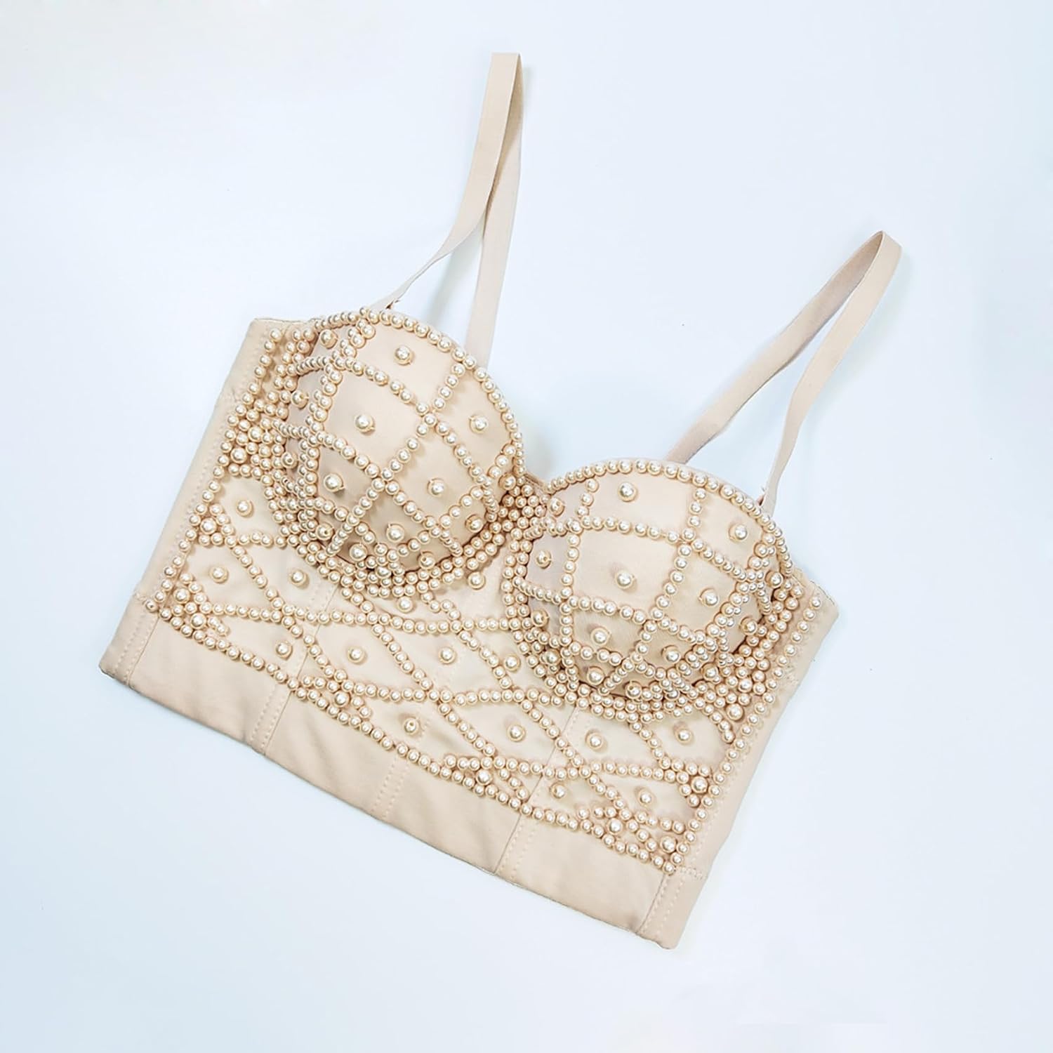 VEENDEO Women's Strap Beads Bustier Corset Crop Top Club Party Bra - Image 4