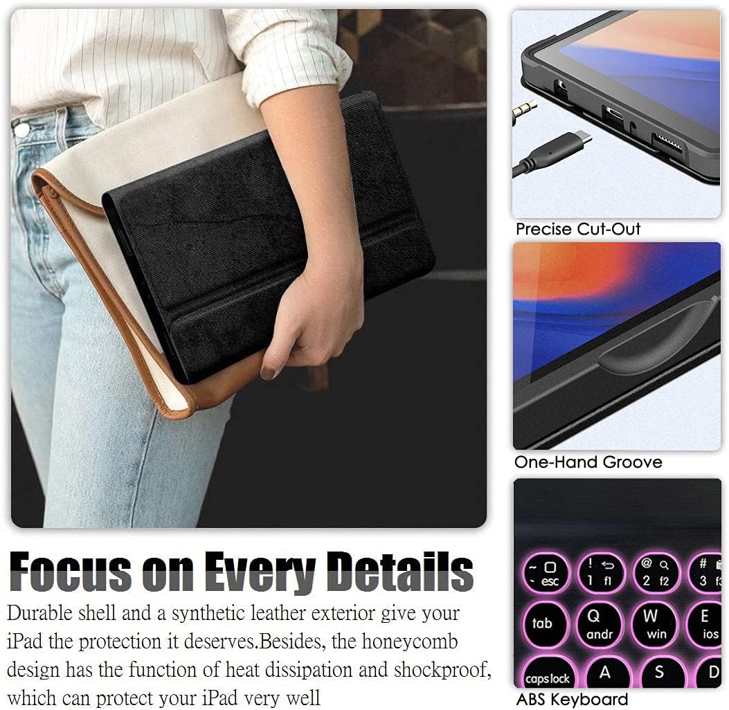 Backlit Keyboard Case for Samsung Galaxy Tab A7 Lite 8.7” 2021 (SM-T220/T225), Protective Cover Case with Detachable Wireless Keyboard for Galaxy Tab A7 Lite 8.7 Inch 2021 Release (Black)