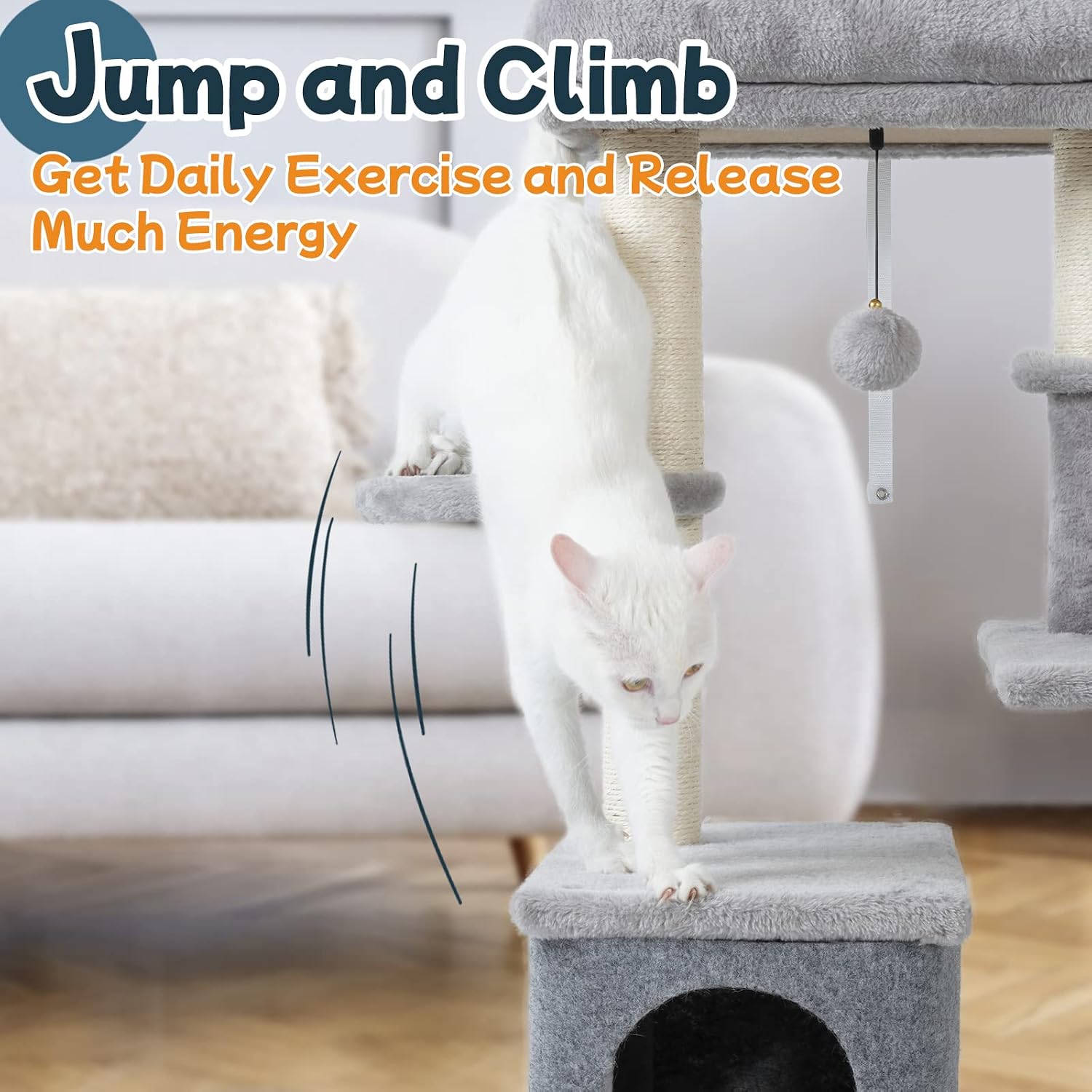 rabbitgoo Cat Tree for Indoor Cats, 33" Cat Tower Condo with Scratching Posts for Kittens, Small Cat Climbing Stable Stand with Toys & Plush Perch for Feline Play Rest, Multi-Level Pet Activity Center