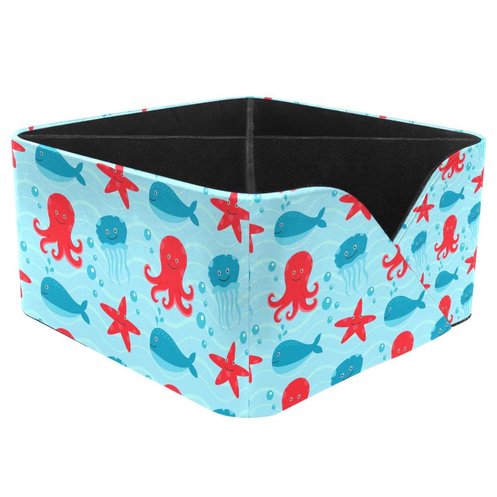 KengjuTesu Cute Jellyfish and Octopus Desktop Organizer Pen Holder, Rectangular Pencil Cup for Office, Study and Makeup Stations