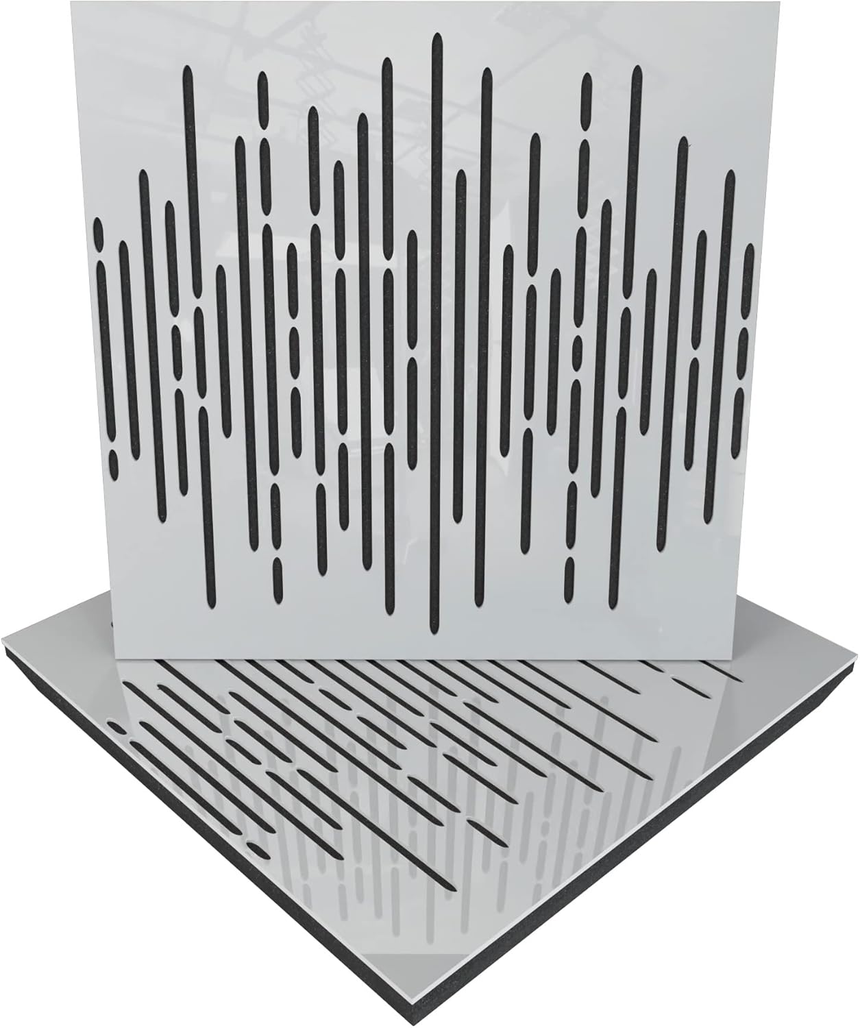 (2 Pack) — Sound Absorption-Diffuse Acoustic Panel «Wave» | 19.7''x19.7''x2.1" | High Density Foam | Absorption - Diffusion - Reflection - Soundproofing - Insulation | White glossy (plastic)