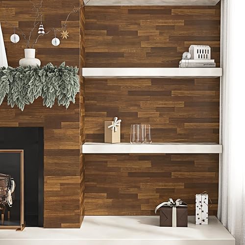 Miniatura 6 de Papel de contacto marrón oscuro para encimeras, papel de contacto de madera para armarios, tablones de madera extraíbles, papel tapiz de vinilo para