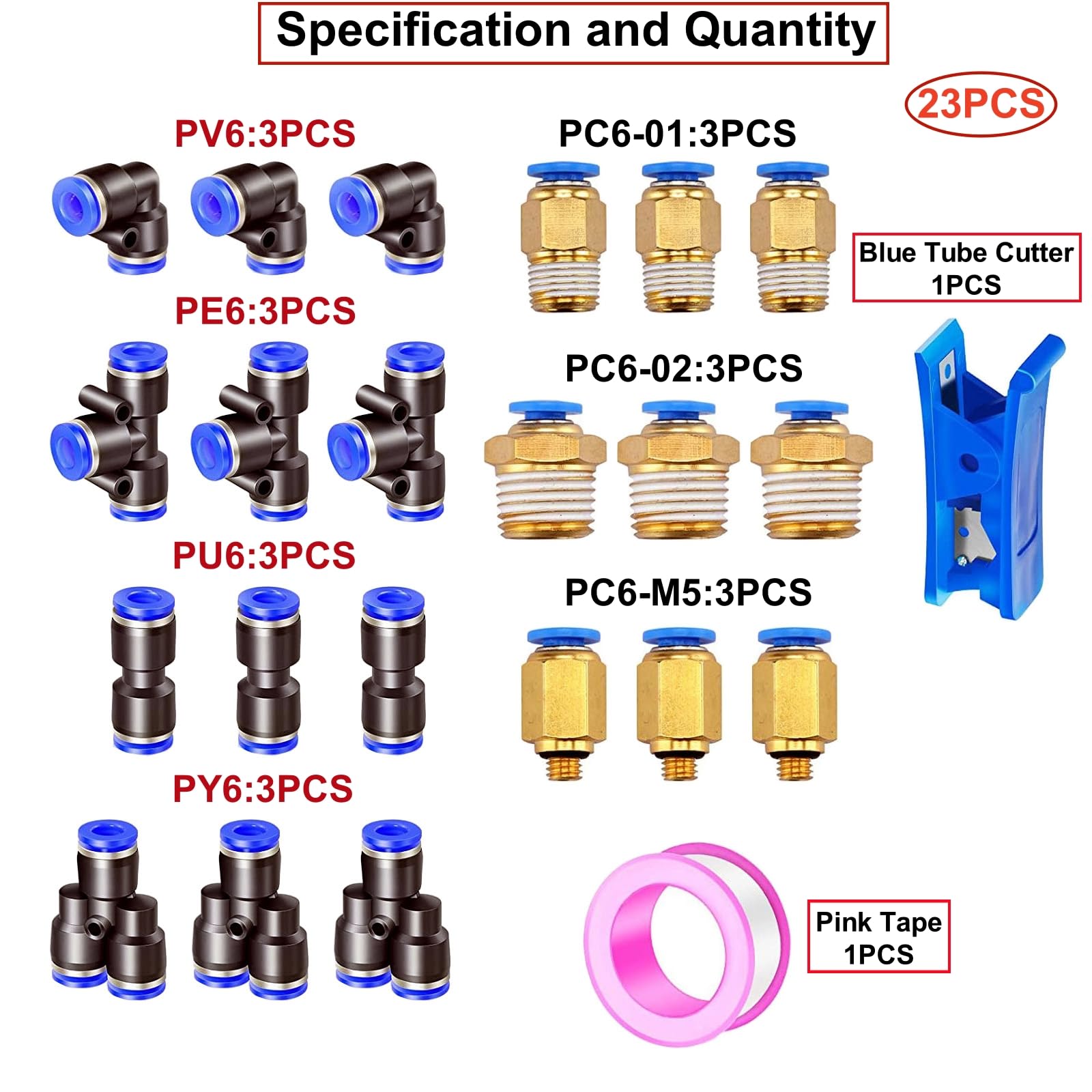 Tubo pneumatico HUAZIZ PU da 20m, tubo pneumatico in poliuretano arancione,tubo flessibile per aria compressa,con 21connettori pneumatici, attacchi rapidi ad aria compressa, esterno 8mm x interno 5mm