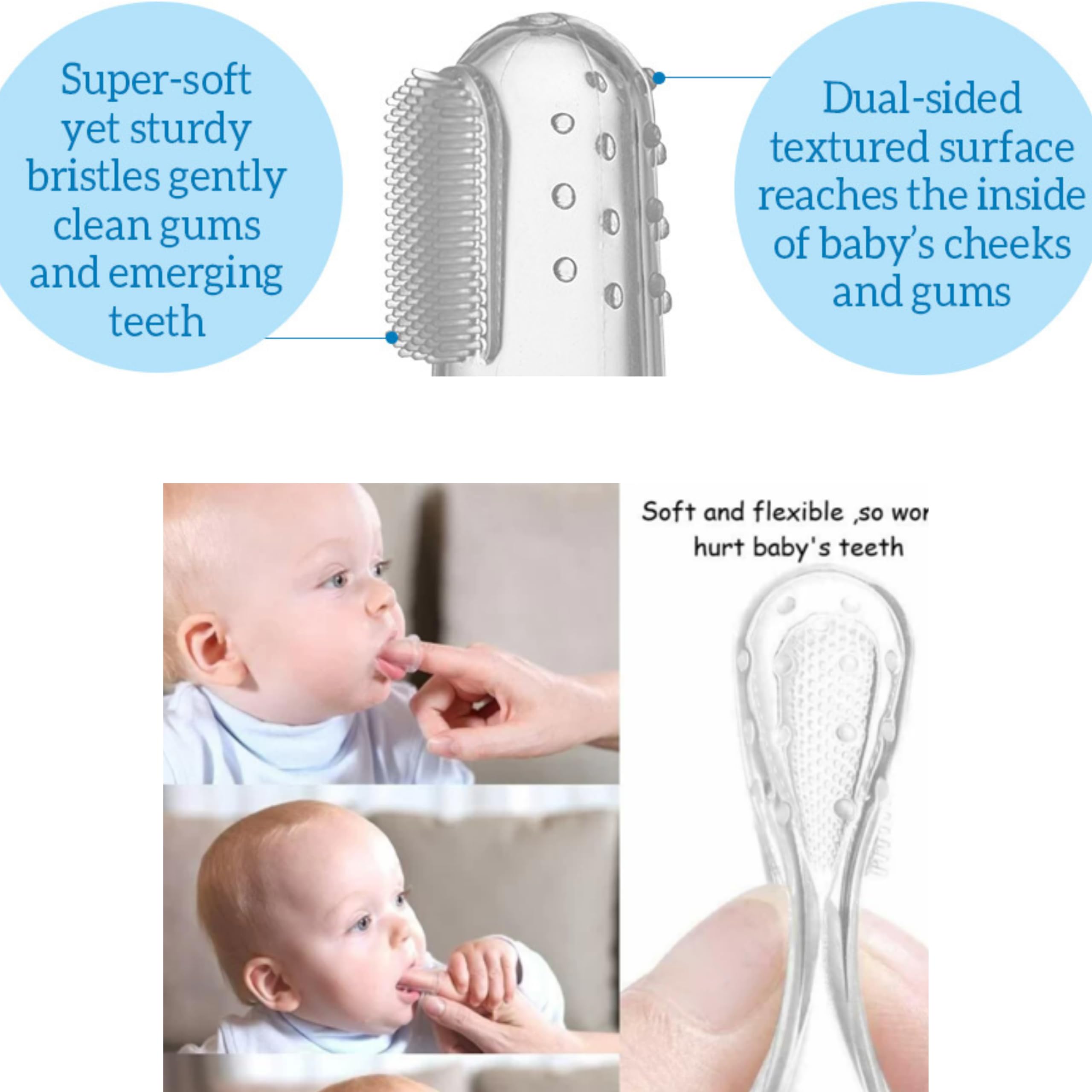 APAV Silicone Baby Finger Toothbrush, BPA/BPS Free, Great for Massaging & Cleaning Gums and Tongue Designed for Kids & Newborn Baby, Blue 4