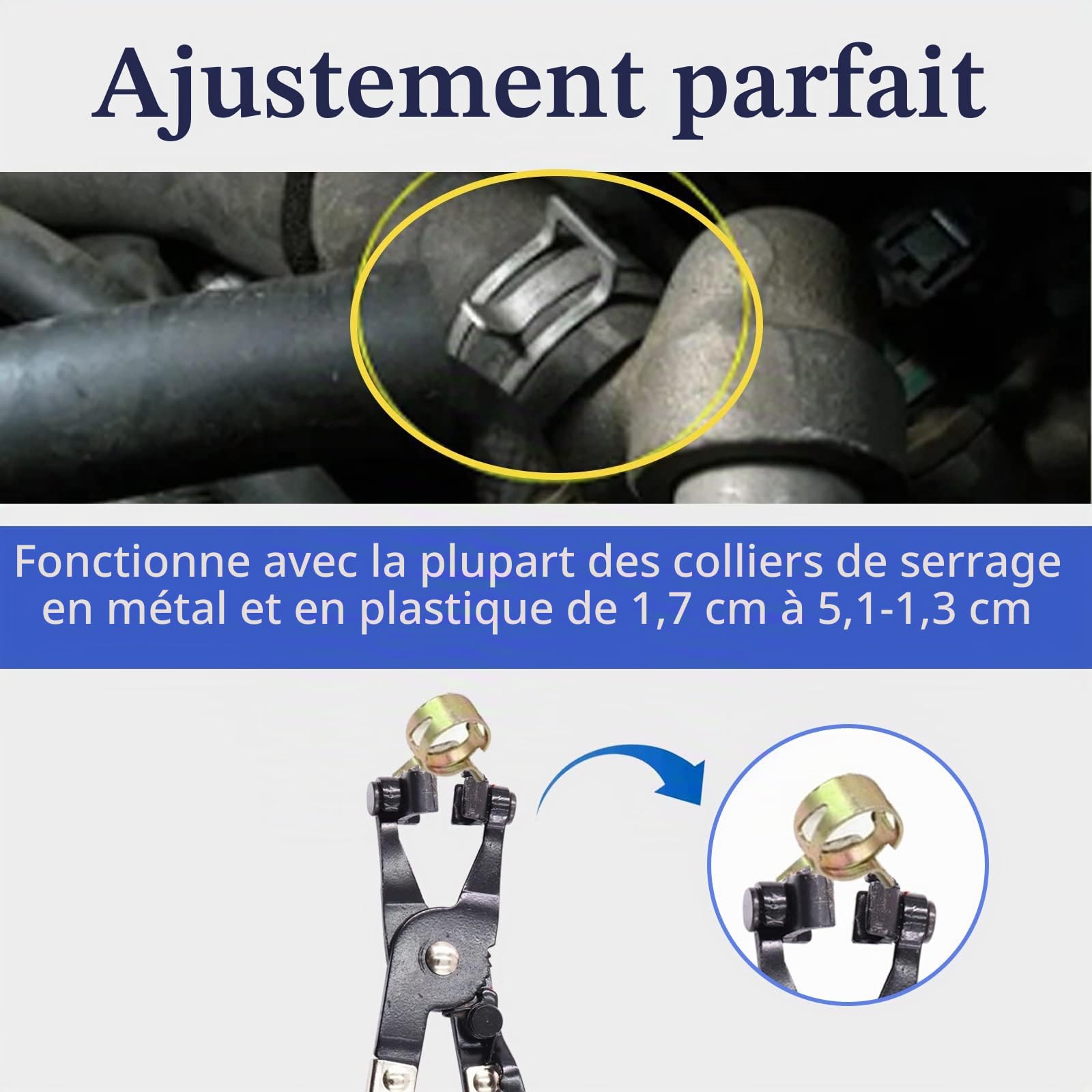Swpeet Lot de pinces à collier de serrage avec étui et pince spéciale avec câble Bowden (bleu)