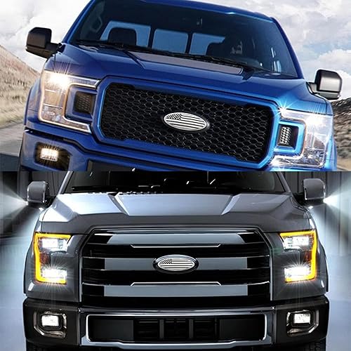 Miniatura 4 de 2 piezas de repuesto de 9.5 pulgadas para Ford F150 Emblema Overlay Rejilla DelanteraPuerta Trasera de Aluminio Oval Bandera Americana Insignia para