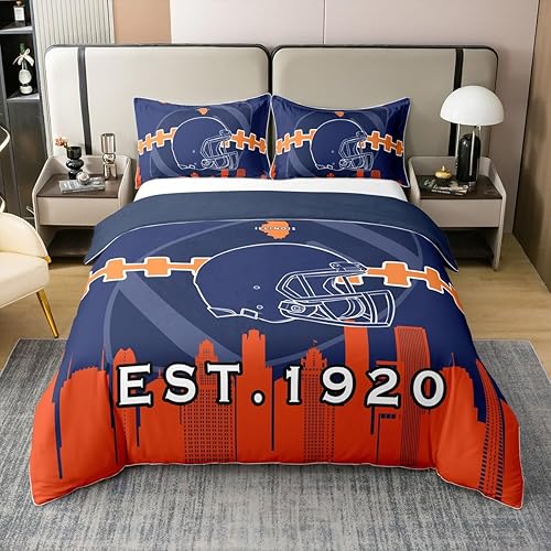 Erosebridal Queen Sports - Funda de edredón 100 % algodón, juego de ropa de cama para adolescentes y amantes del fútbol americano deportivo, funda