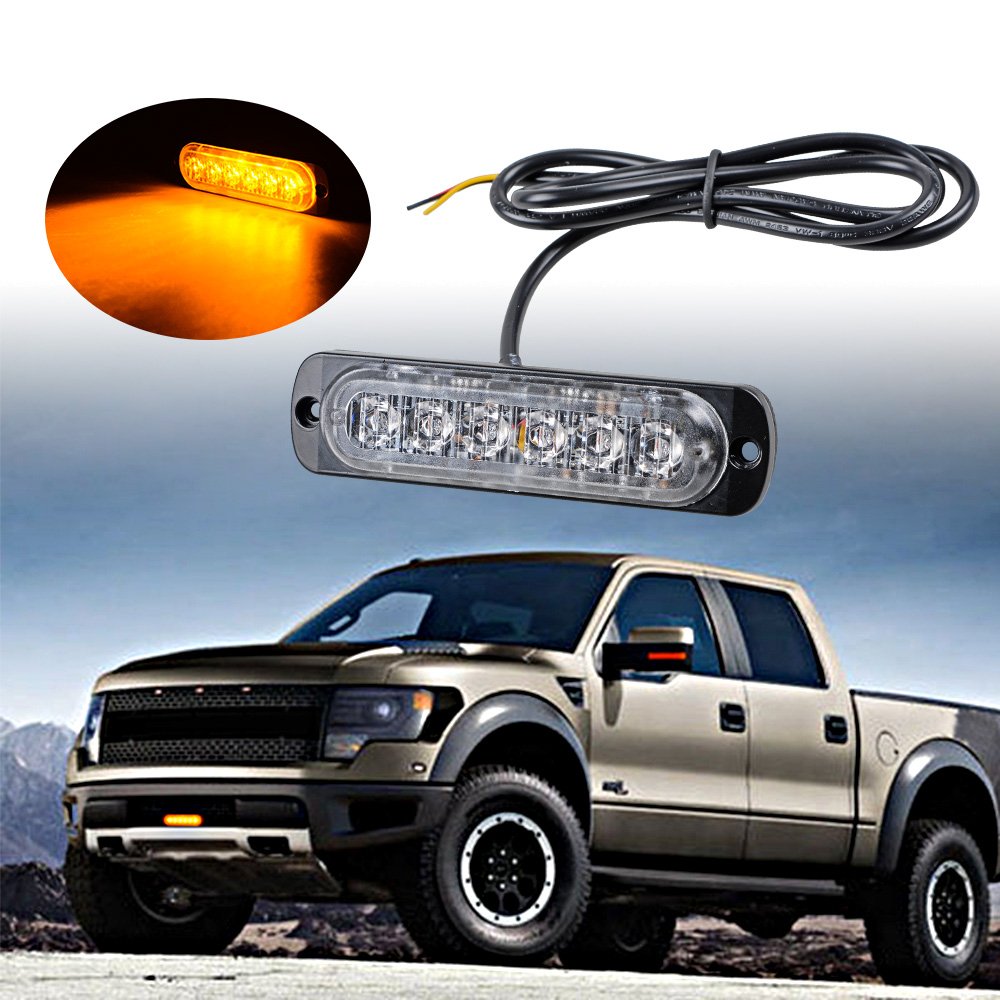 20pcs (10 Amber + 10 White) 6-LED Ultra Slim Emergency Warning Hazard Construction Flash Strobe Lights