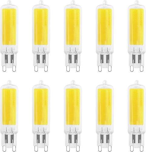 LUXRITE - Bombilla LED G9 regulable de 4.5 W, equivalente a 50 vatios de bombilla halógena T4 G9, luz diurna de 6500 K, 450 lúmenes, base de vidrio