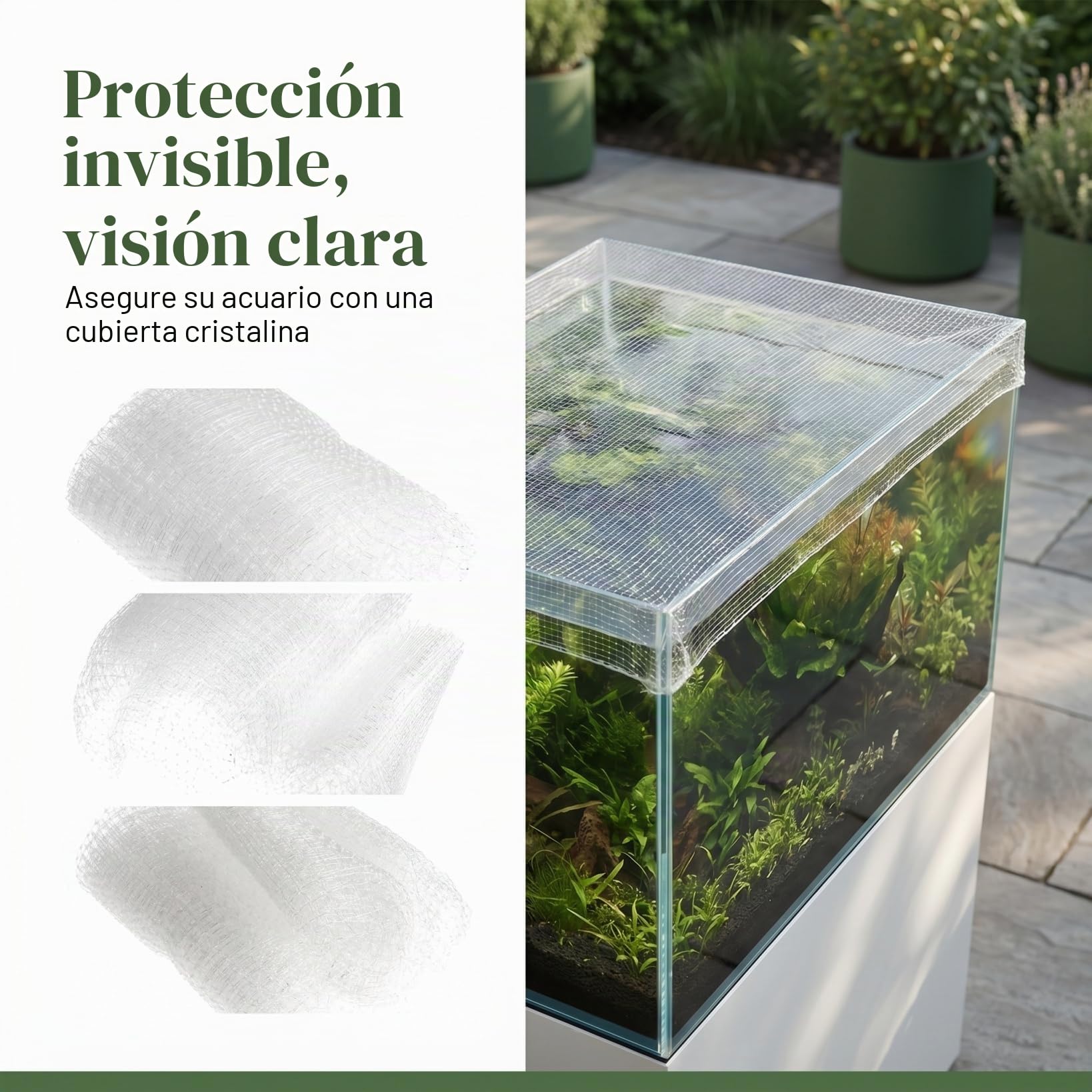 FOMIYES Red de protección para acuario, 220 x 120 cm, cubierta transparente de polietileno para tanque de peces y jaula de pájaros (ajustable, duradera)