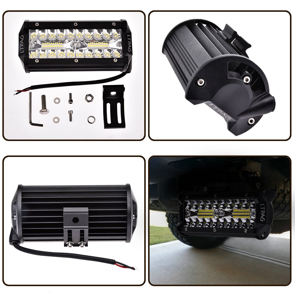 LTPAG 2pcs Focos LED Tractor, 7" 120W 24000LM Faros Trabajo LED 12V-24V Barra LE𝐃 IP68 Impermeable Luz de Niebla para Coche,SUV, UTV, ATV, Off-road,Camión,Moto,Barco - Garantía de 2 años