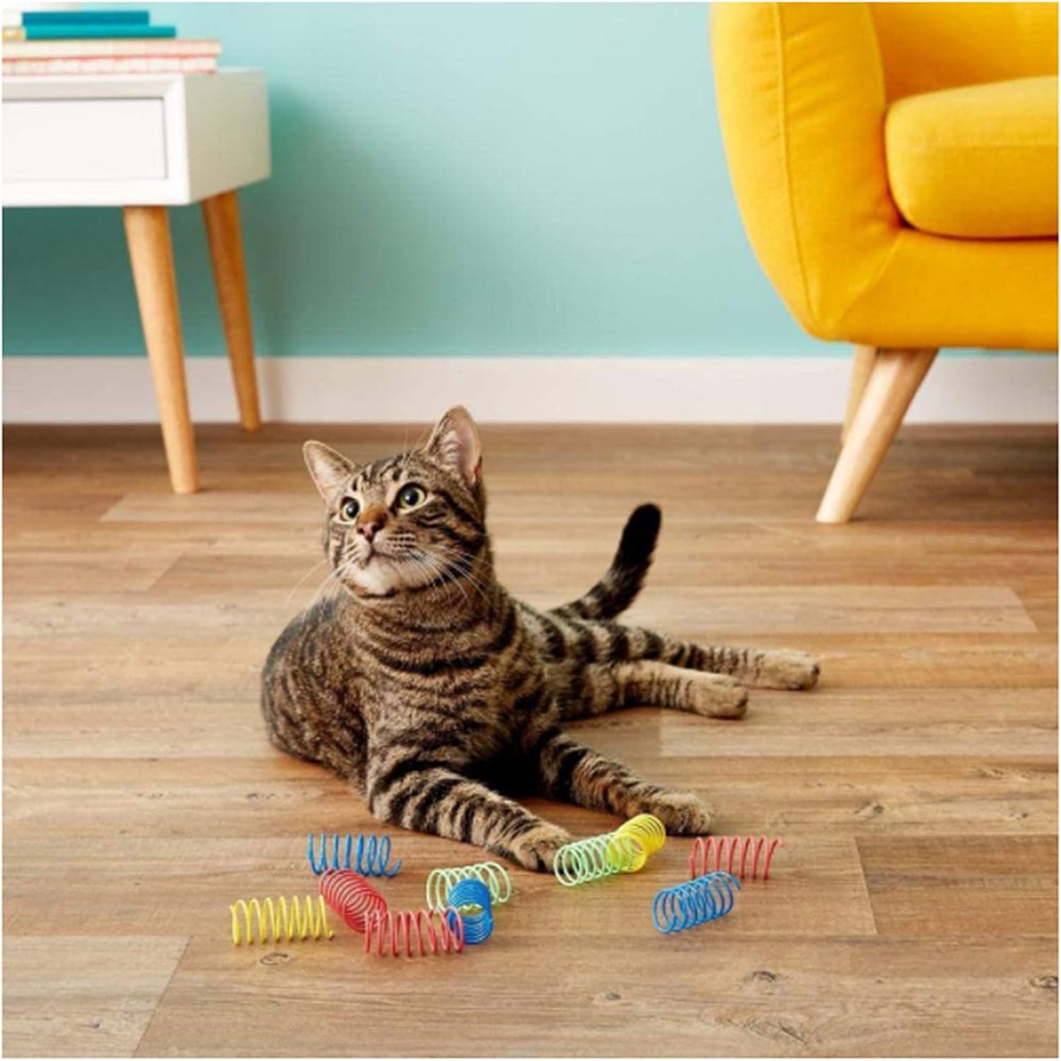 jiuhao Cat Spring Toys, 20 Pcs Kitten Colorful Spring Cat Toy Plastic Coil Spiral Springs Interactive Cat Toys,Recycled Toys for Cat Bouncing Play Training Fun Gift for Cats 7