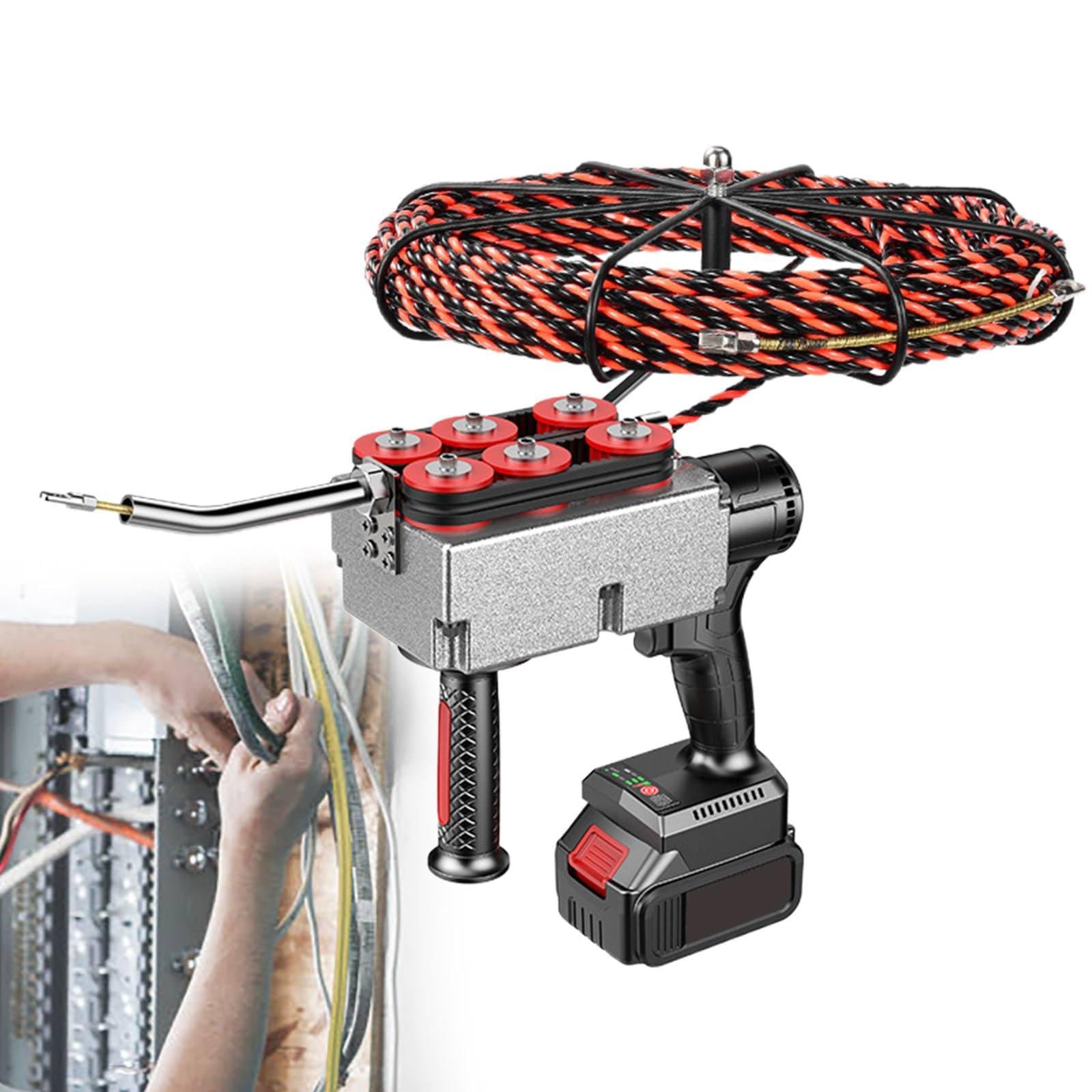 Dispositivo di Estrazione Cavi Che infila Tubi nascosti per Elettricista, Macchina per Cavi, Cablaggio a Parete, Elettricista, estrattore di Cavi Elettrico Senza Fili,30mline-25000mAh
