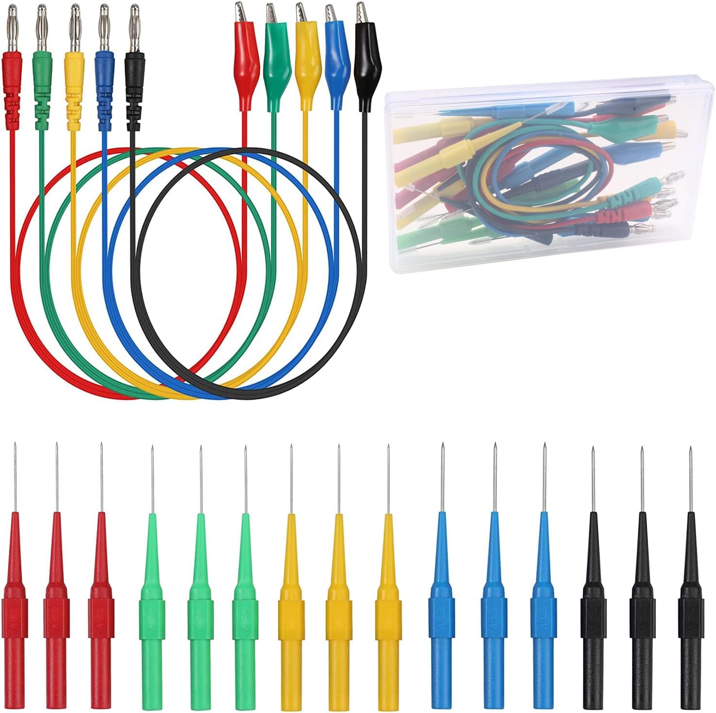 RUNCCI-YUN 20PCS Banana Plug Test Leads, Multimeter Test Leads with Banana Plug, Alligator Clip, and Back Probe for Automotive and Lab Use