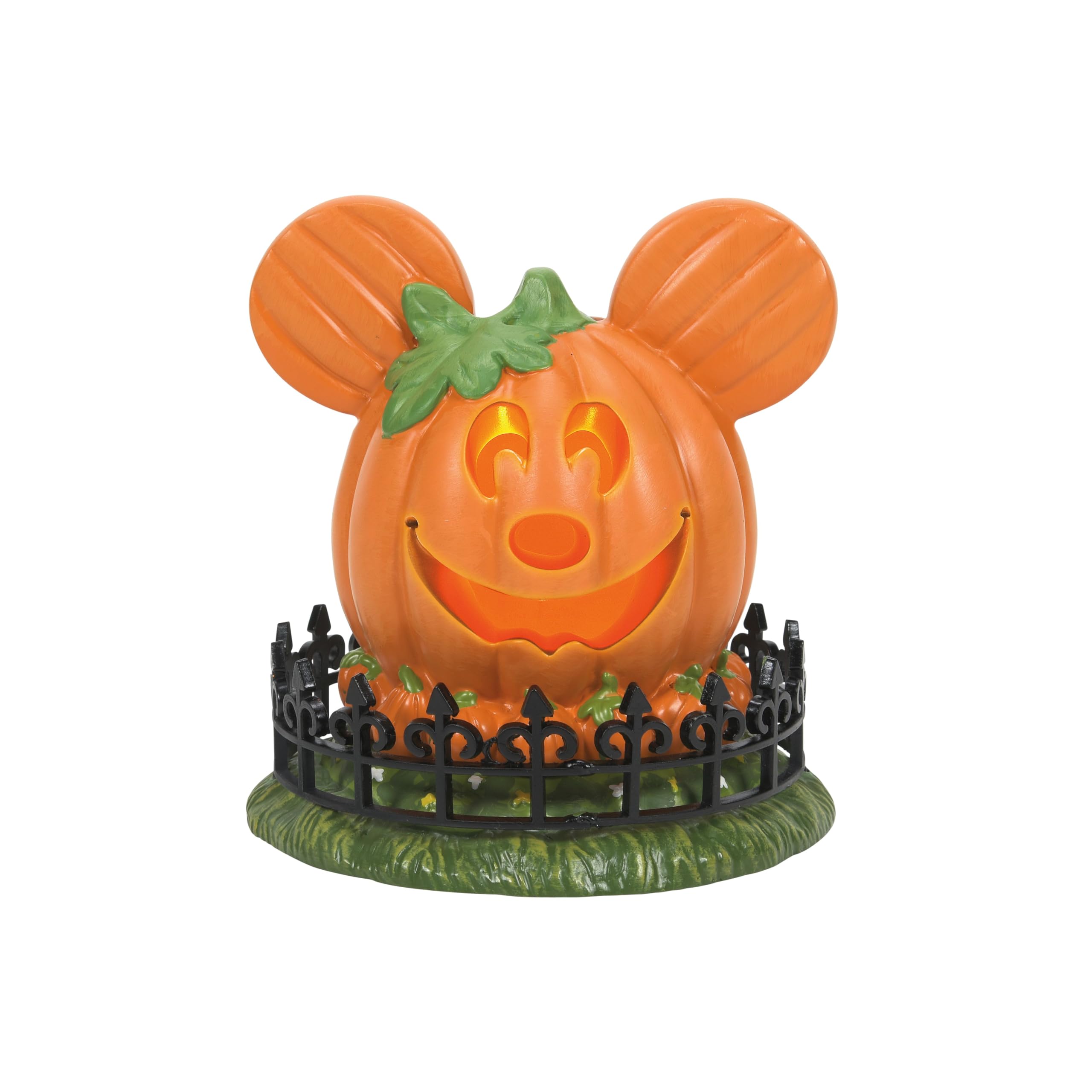 Department 56 Disney Village Cadılar Bayramı Aksesuarları Pumpkintown Mickey Mouse Town Center Işıklı Heykelcik, 10 cm, Çok Renkli