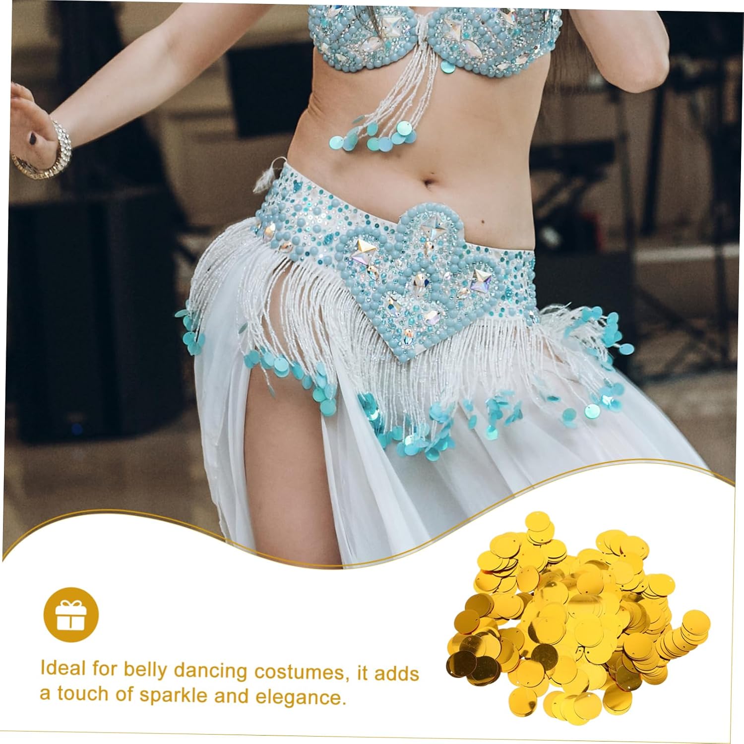 Veemoon Glitter Sequins for Belly Dance Skirt Embellishment Single Iridescent Soft Comfortable Material for Dance and Craft Projects